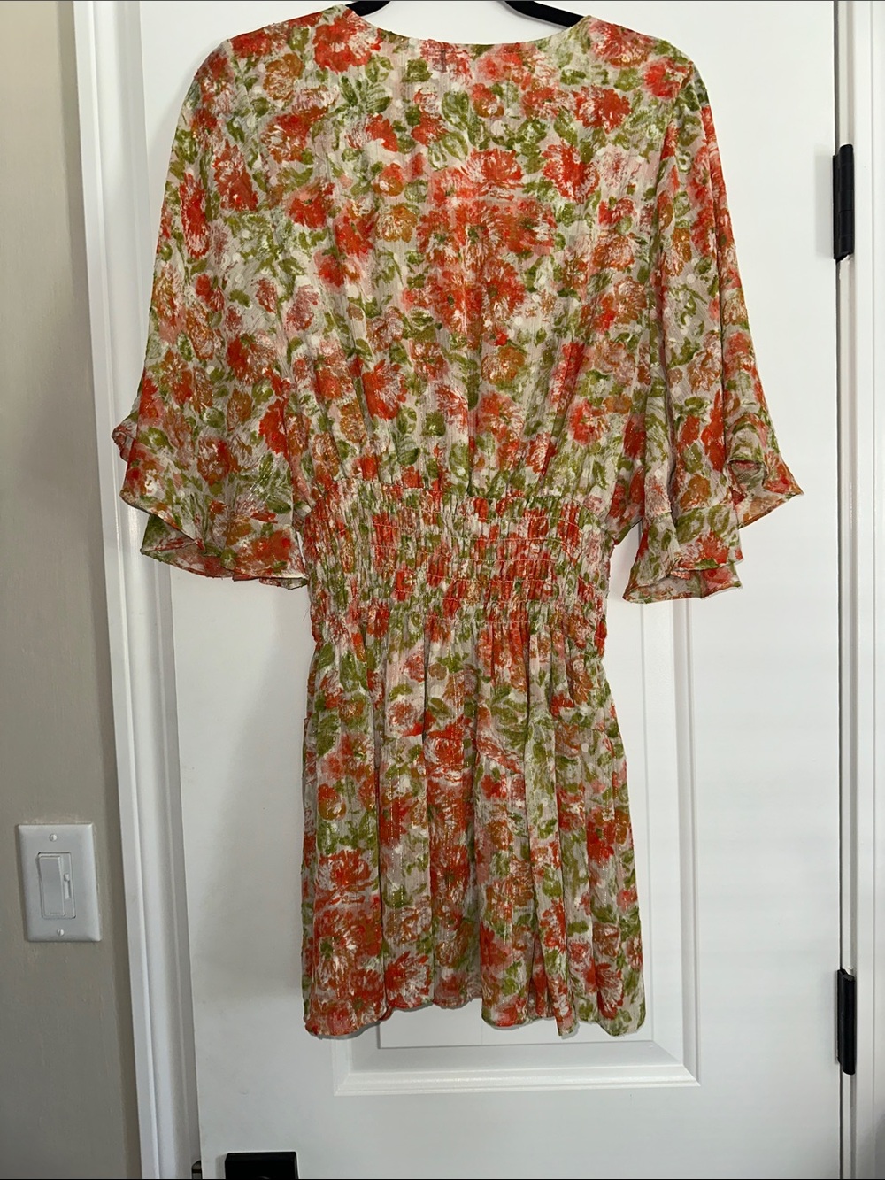 Misa Los Angeles Peach & Green Floral V-Neck Mini Dress - Picture 6 of 11